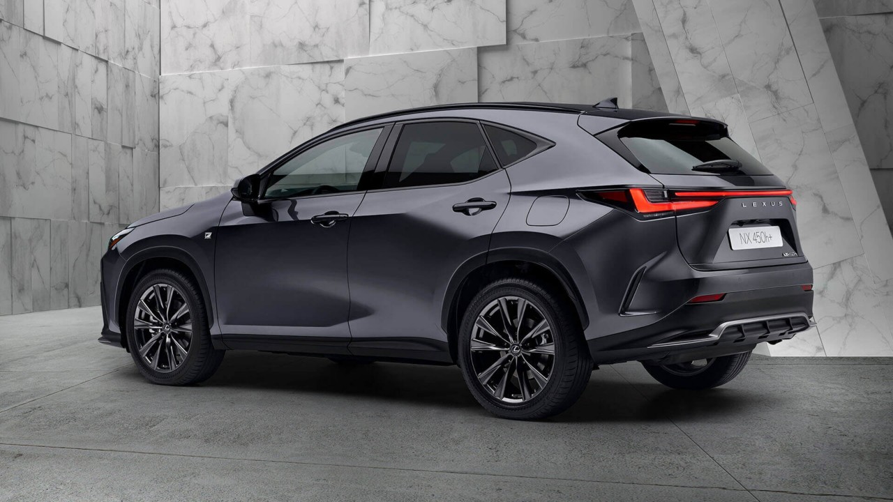 Rear view of a parked Lexus NX 450h+